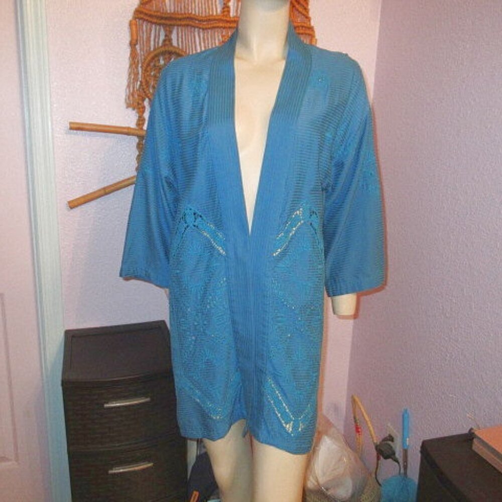 Soft Surroundings Turkish Tile Nightingale Cardigan Size M Embroidered Eyelet